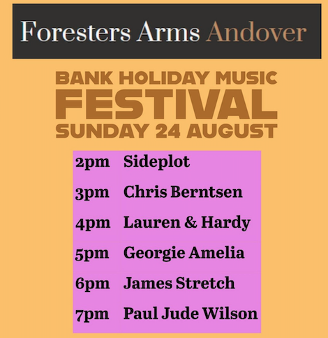Bank Holiday Music Festival: Sideplot + Chris Berntsen + Lauren & Hardy + Georgie Amelia + James Stretch + Paul Jude Wilson